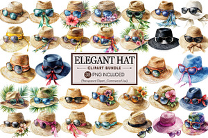 Summer Elegant Hat Clipart Bundle, an Illustration by Pixels.Craft
