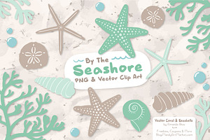 Seashells Clipart in Mint, an Illustration by Amanda Ilkov