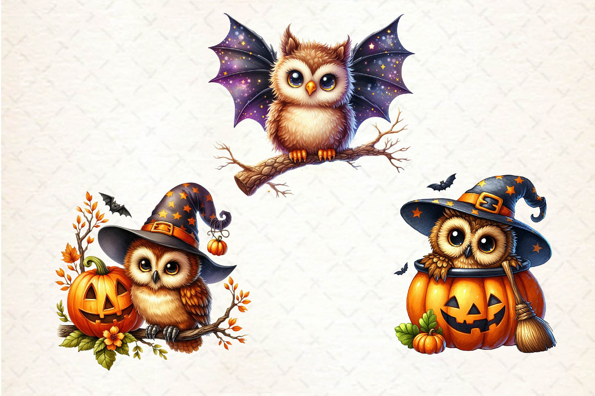 Halloween Owl Sublimation Clipart, an Illustration by Dream Creation (Photo 6 of 6)