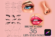 Procreate Nose lips eyes brushes, a Brush Add-On by Elenbushe (Thumbnail 1 of 5)
