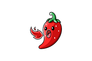 cute chili spicy emiting fire, a Food Illustration by garistipis