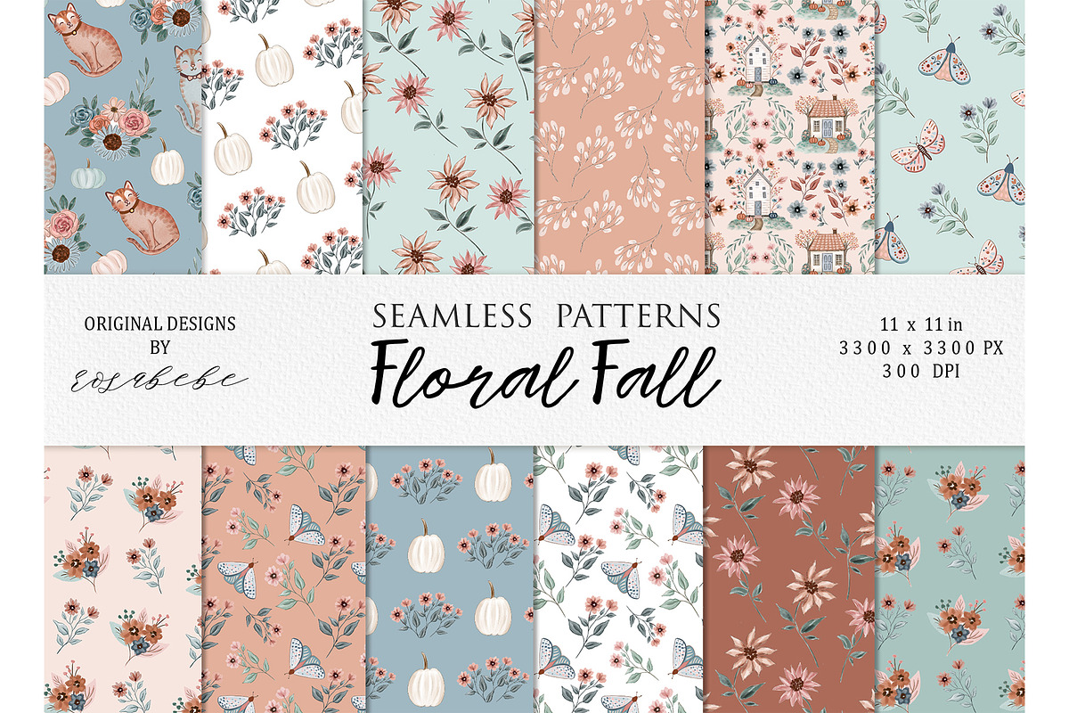 Floral Fall Patterns, a Pattern Graphic by Rosabebe (Photo 1 of 3)
