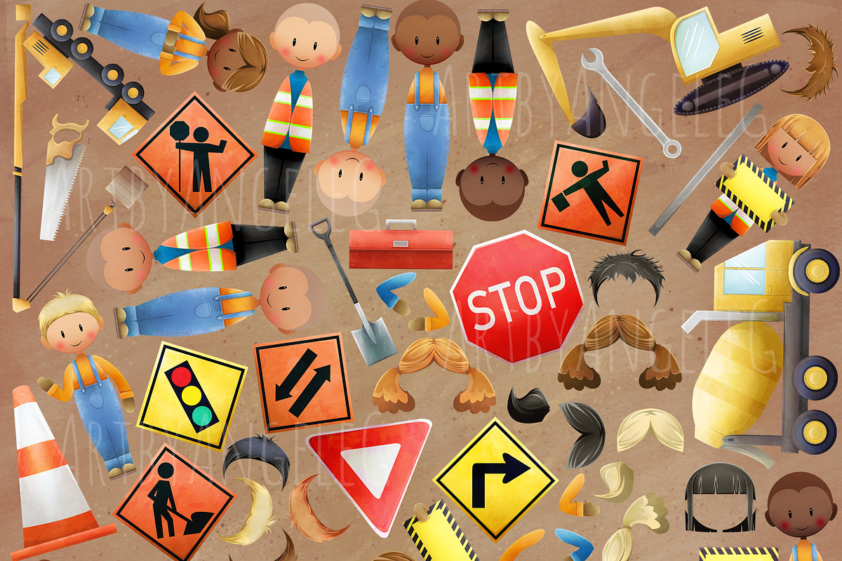 Construction Vehicle png clipart Set, a Person Illustration by Art by Angele G (Photo 2 of 7)