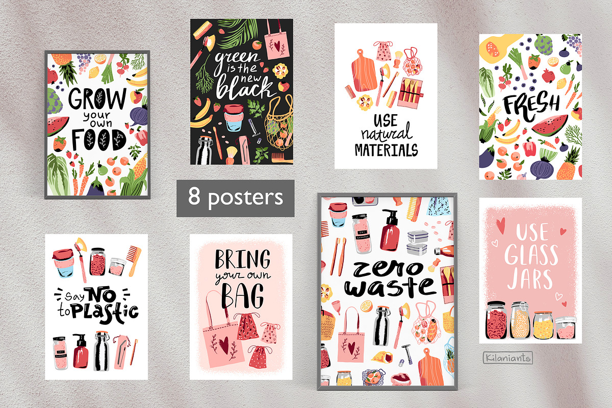 Zero Waste Eco Living Kit, a Food Illustration by kilaniants (Photo 6 of 12)