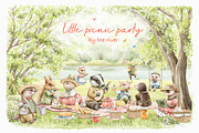 Little picnic party by the river, an Animal Illustration by Mimomy (Thumbnail 1 of 13)