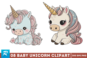 Cute Baby Unicorn Sublimation Clipa