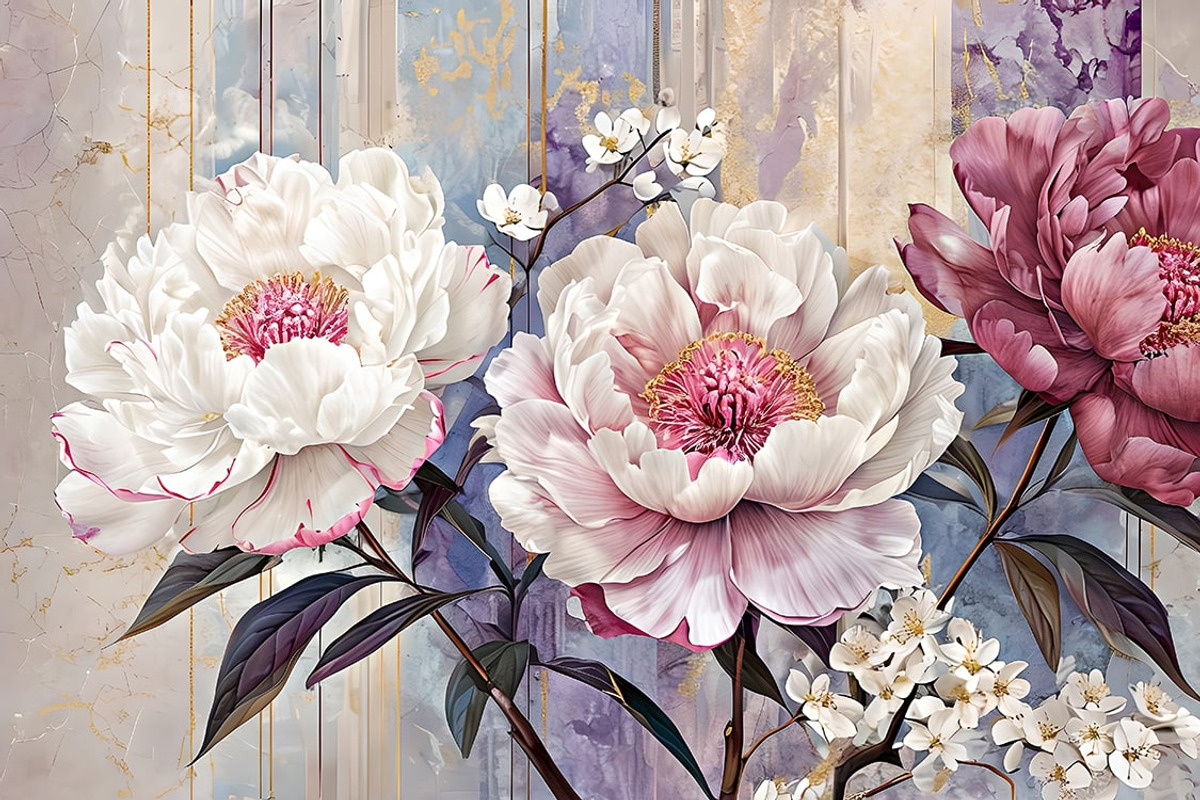 White purple peonies illustration, an Illustration by Liubovi Samoilova SHOP