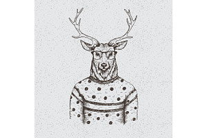 Hipster Deer Dressed In The Blouse