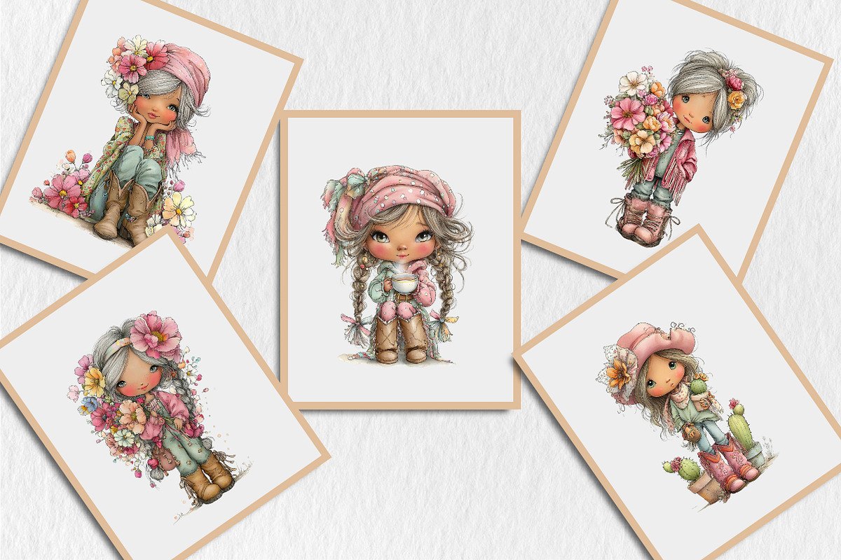 Whimsical Western Cowgirl Clipart, a Seasonal Illustration by Rose Art (Photo 5 of 6)
