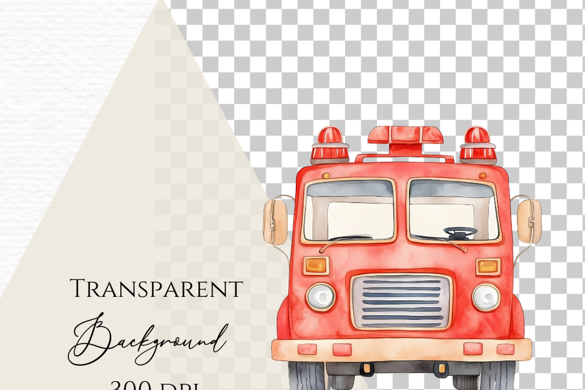Fire truck watercolor Fire engine, a Transportation Illustration by Invite to Clipart (Photo 5 of 5)