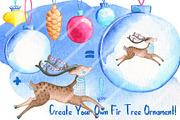 Christmas Deer Watercolor Clipart, an Animal Illustration by RabbitAndPencil (Thumbnail 4 of 9)