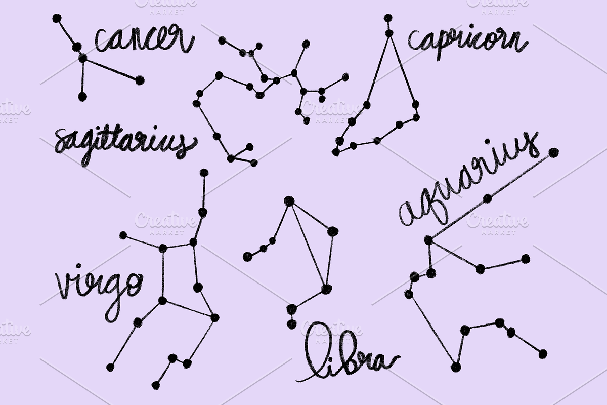 Pencil Drawn Zodiac Sign Icons, a Decorative Illustration by Scribble Society (Photo 2 of 4)