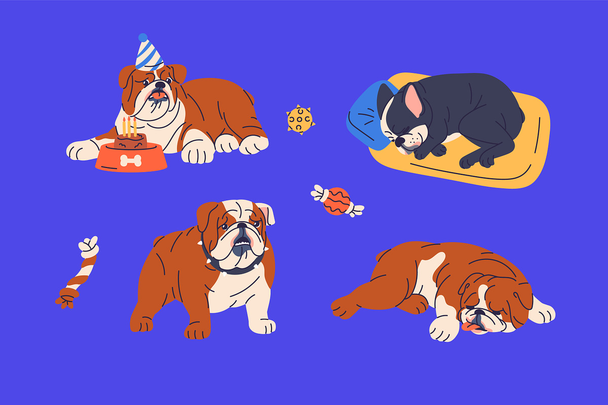 English & French bulldogs, dogs set, an Animal Illustration by Good Studio (Photo 2 of 7)
