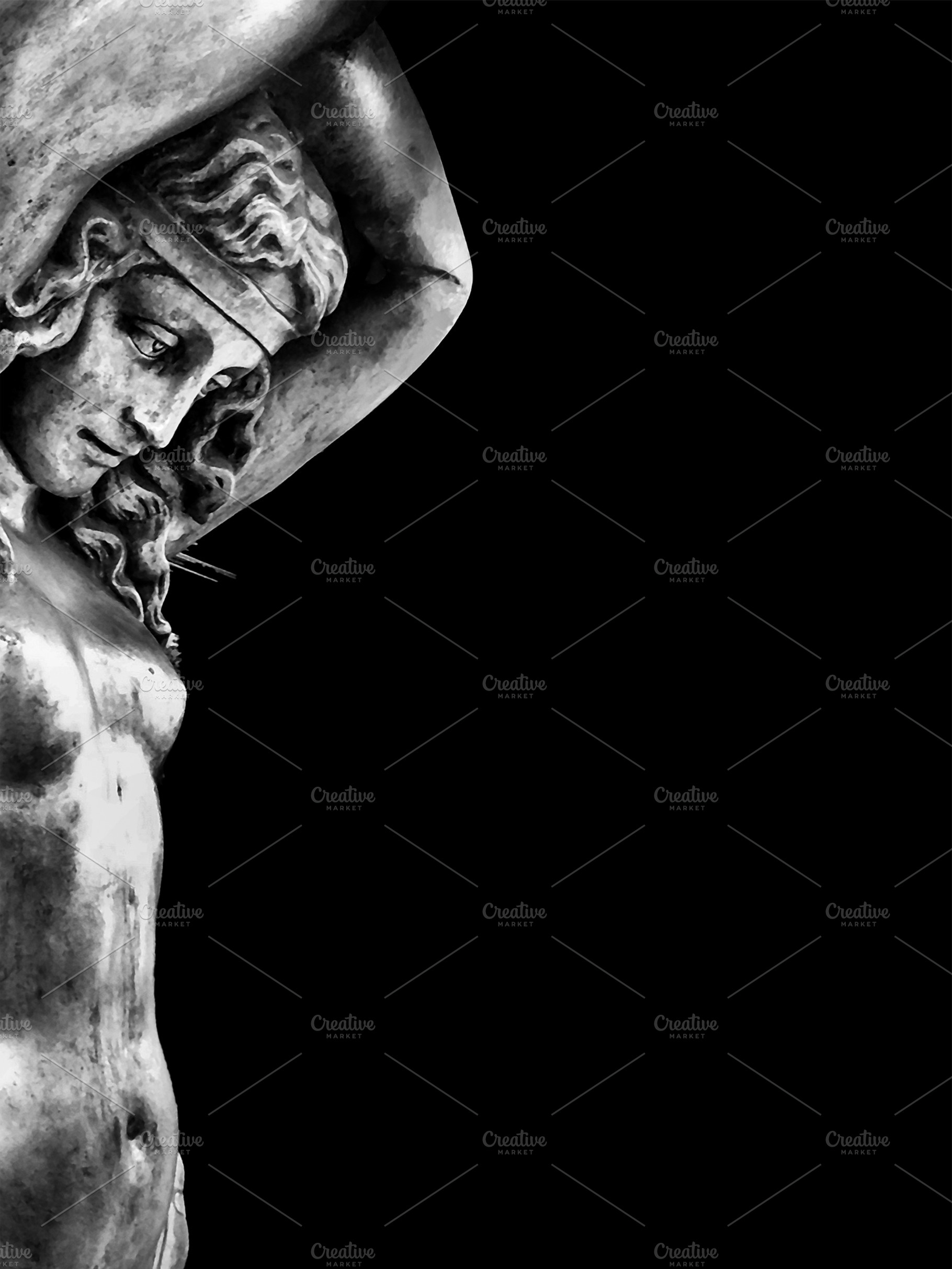 Mythologic golden statue of woman sculpture over black backgroun, an Arts & Entertainment Photo by DanFLCreativo
