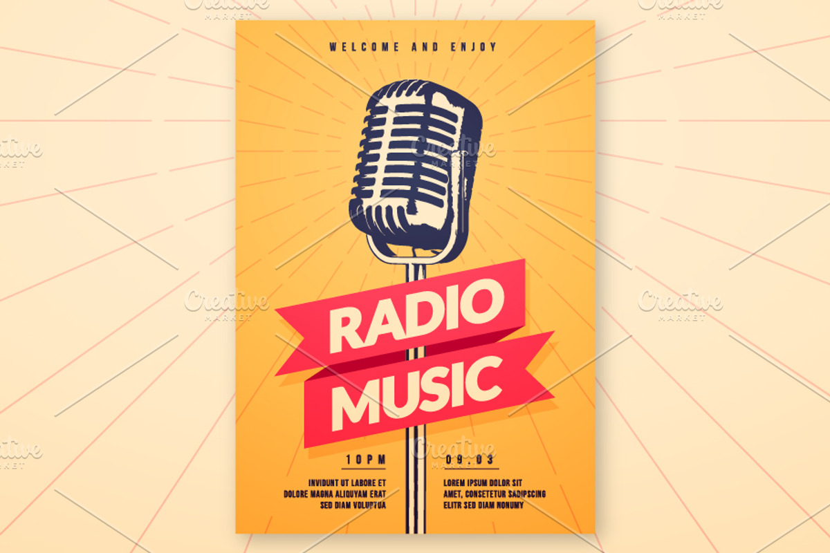Retro Style Radio Or Concert Poster, an Object Illustration by Black White Mouse Design (Photo 2 of 4)