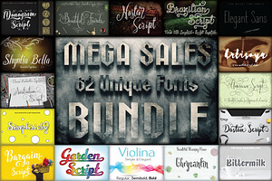 Mega Sales 62 Unique Fonts Bundle