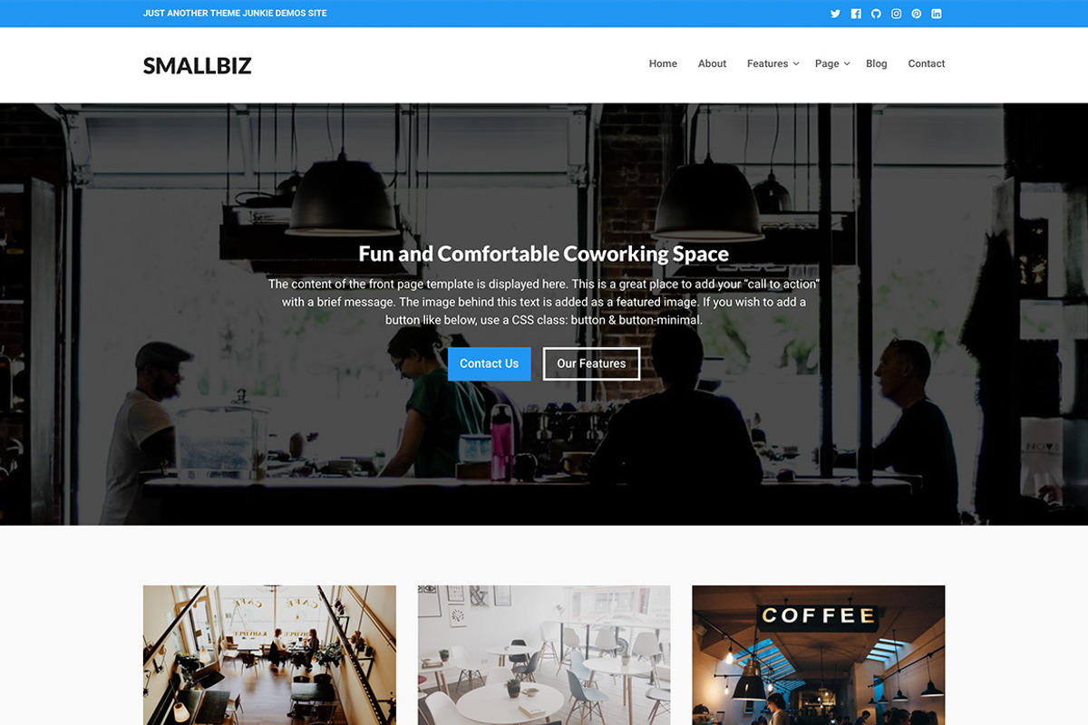 Smallbiz WordPress Theme, a WordPress Template by Theme Junkie (Photo 1 of 3)