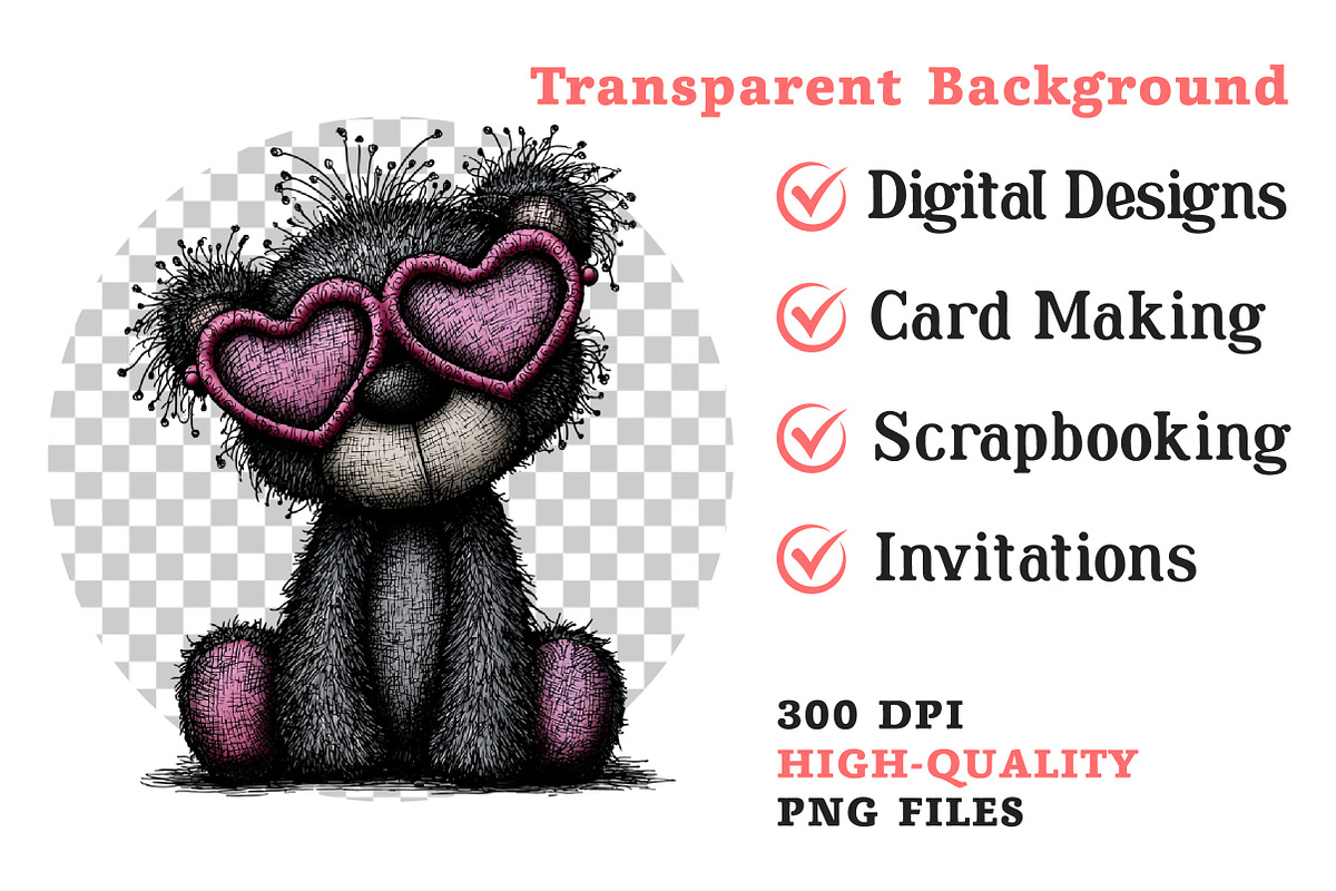 Valentine Whimsical Teddy Bear PNG, an Illustration by Dream Creation (Photo 8 of 8)