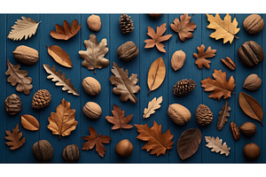 Assorted Autumn Leaves, Pine Cones