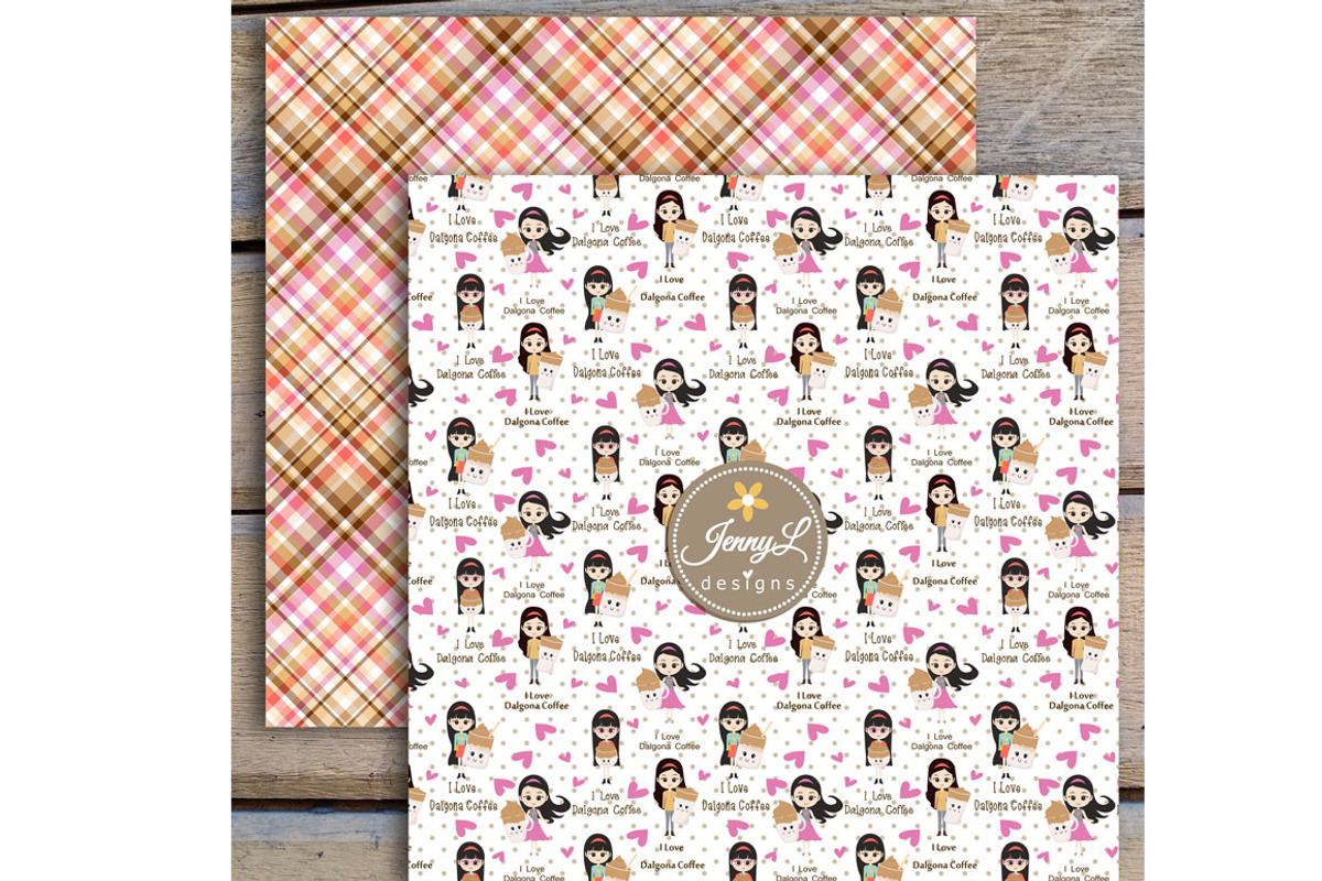 Kawaii Dalgona Coffee Digital Papers, a Pattern Graphic by JennyL Designs (Photo 6 of 9)