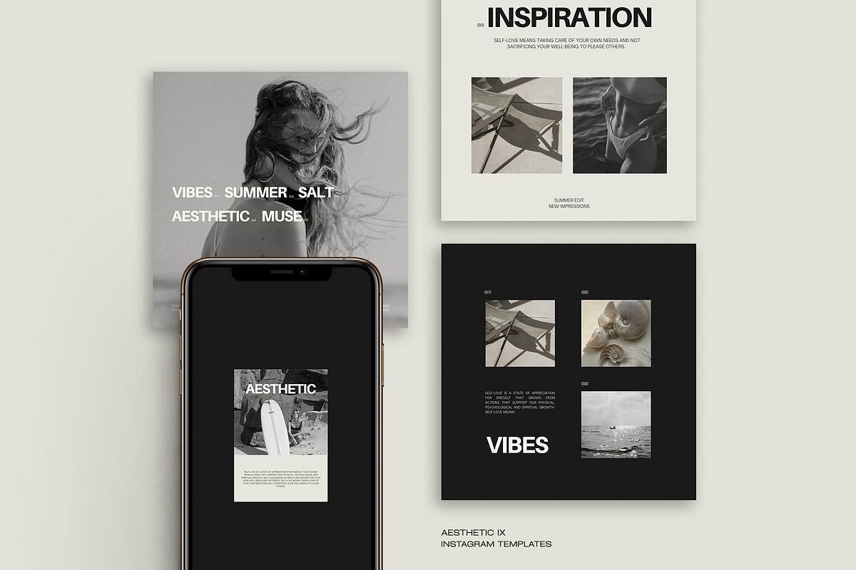 Aesthetic Instagram Templates IX, a Social Media Template by Instprofi | Studio Estimo (Photo 1 of 10)
