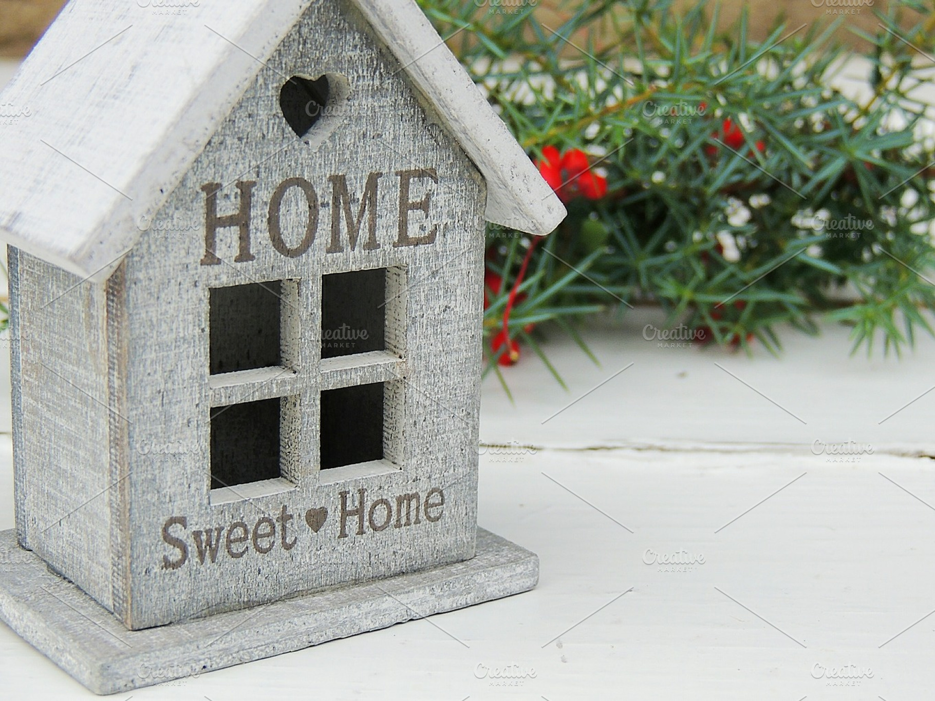 House with sign home sweet home featuring christmas, christmas decoration, an Abstract Photo by OksanaAn
