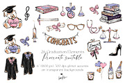 Graduation Clipart Fashion Girls PNG, an Education Illustration by KaramfilaS (Thumbnail 4 of 6)