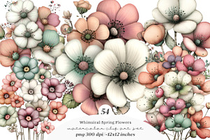 Whimsical spring flowers clipart, an Illustration by SinaCreation