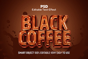 Black Coffee 3D Editable Text Effect