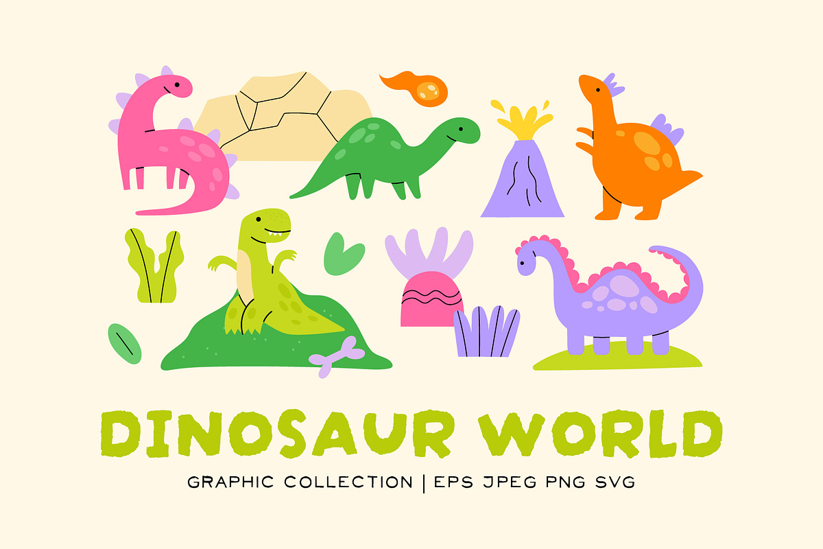 Dinosaur World | Graphic collection, an Illustration by katieromanoff_art (Photo 1 of 13)