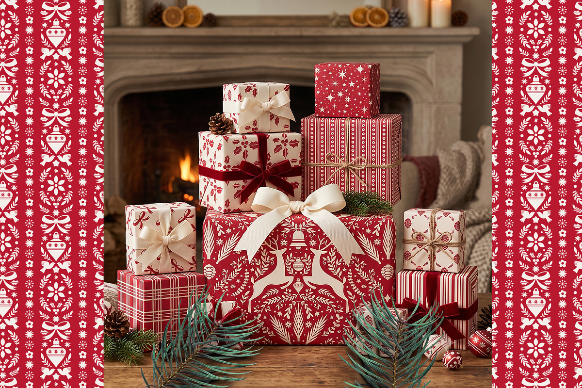 Folk Christmas Seamless Patterns, a Pattern Graphic by Sonulkaster (Photo 7 of 11)