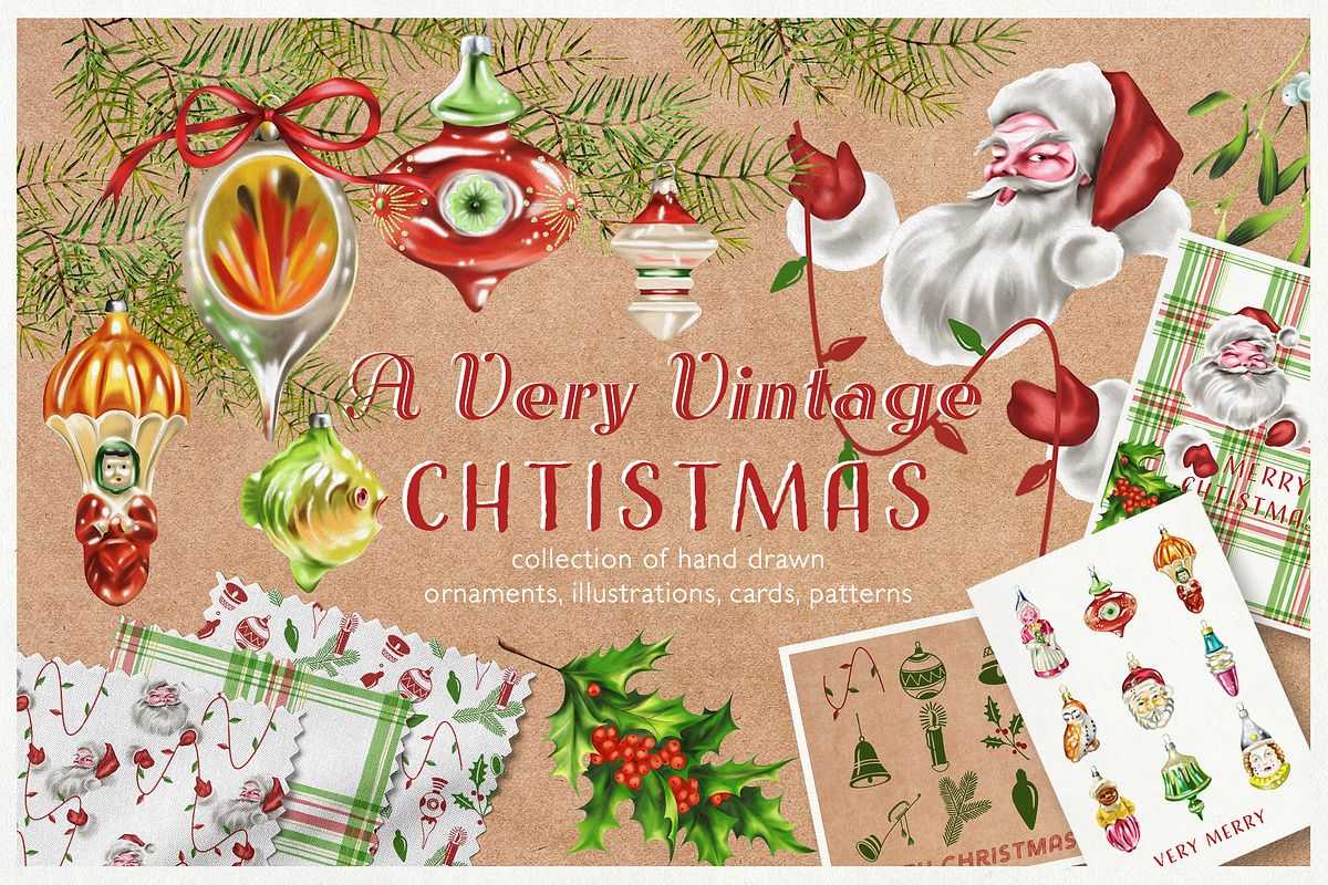 Very Vintage Christmas Collection, a Seasonal Illustration by ArtPavo (Photo 1 of 11)