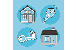 four real estate icons, an Object Illustration by studiogstock
