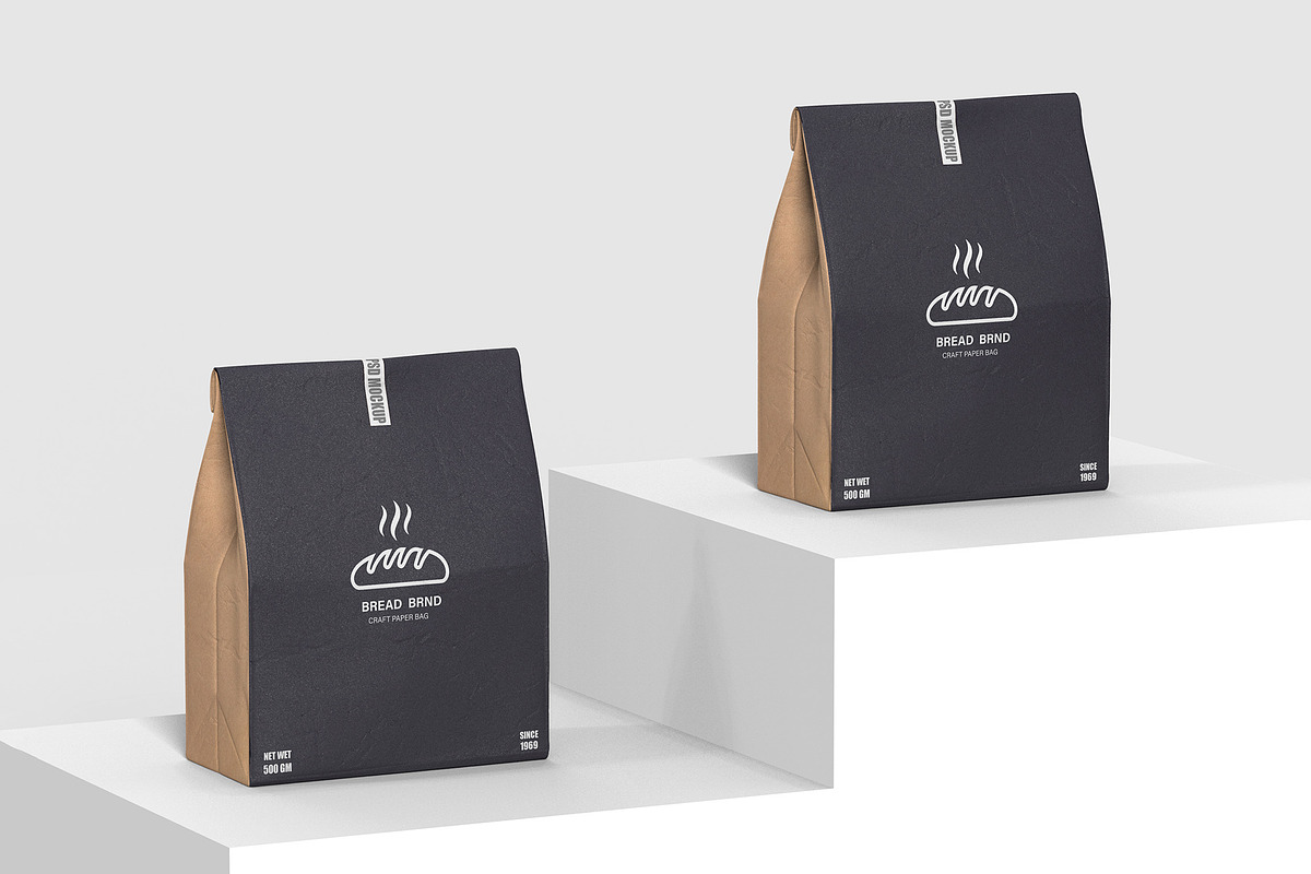 Kraft paper bag mockup for bread, a Cups & Container Mockup by Ram Studio LLC (Photo 10 of 10)
