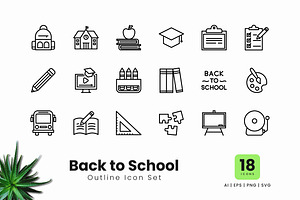 Back to School Outline Icons, an Outline Icon by Zeer Graphic