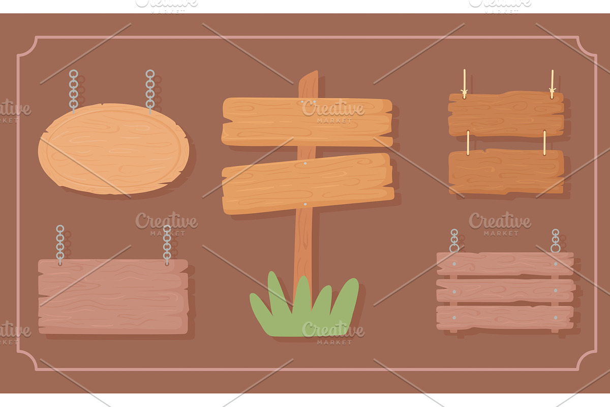 wood rustic signboards, an Object Illustration by studiogstock