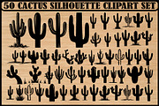 50 Cactus Silhouette Clipart Set, an Illustration by yasushie (Thumbnail 1 of 4)