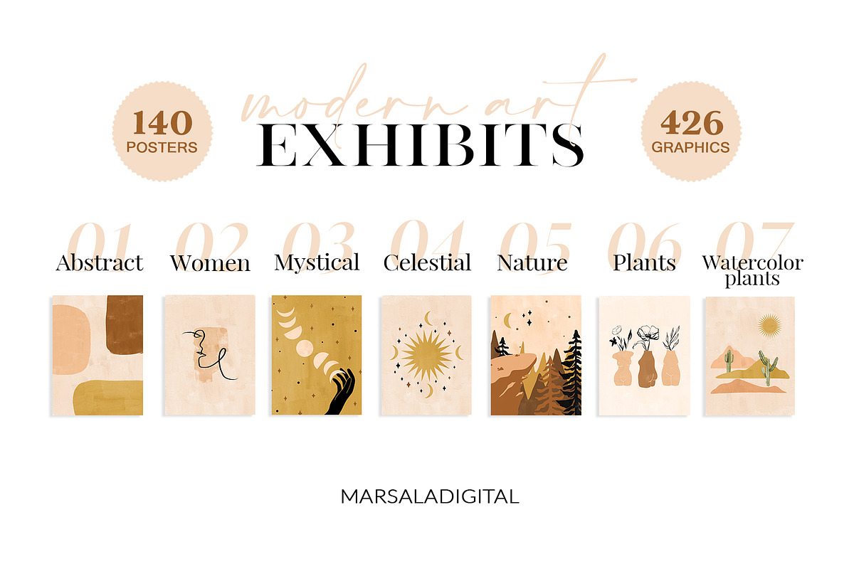 Poster Bundle Mystical Women Modern, a Decorative Illustration by Kaya Fonts (Photo 2 of 23)