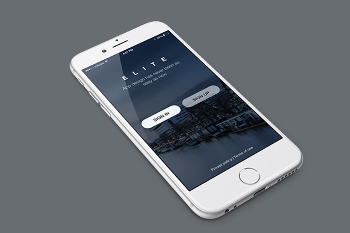 Elite Mobile App Login, an iPhone Mockup by Isma Shop (Photo 1 of 4)