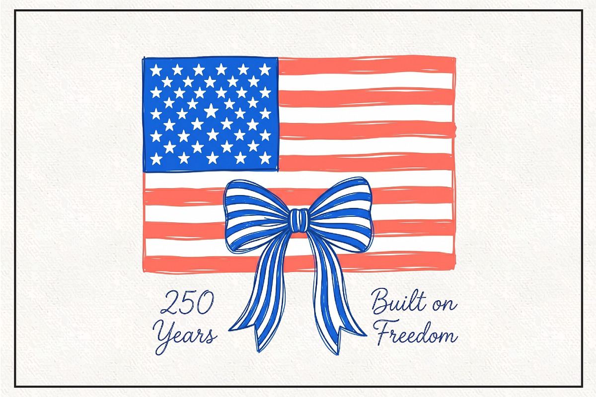 4th of July USA Flag Hand-drawn PNG, a Work Illustration by CraftArtStudio (Photo 1 of 4)