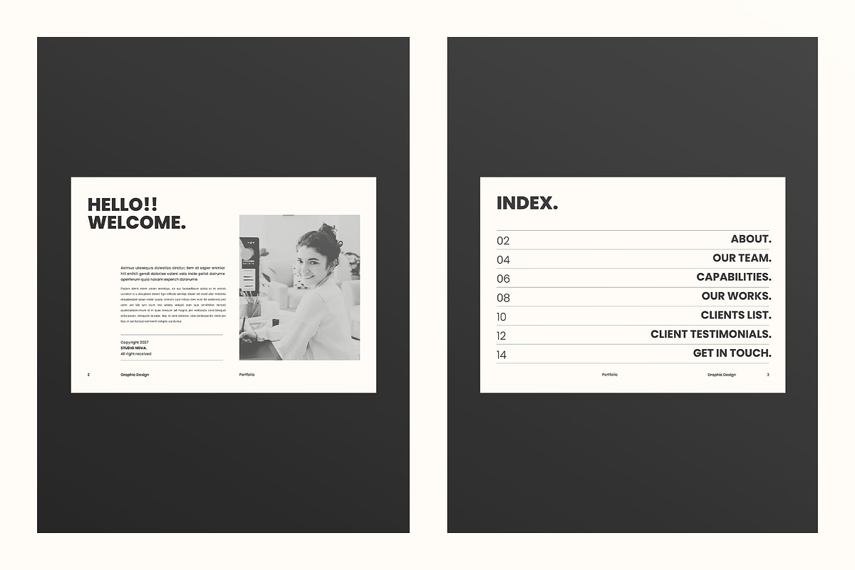 Graphic Design Portfolio Template, a Brochure Template by Studio Monova (Photo 4 of 12)