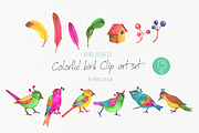 Colorful bird watercolor clipart, an Animal Illustration by Eomoiart (Thumbnail 1 of 3)