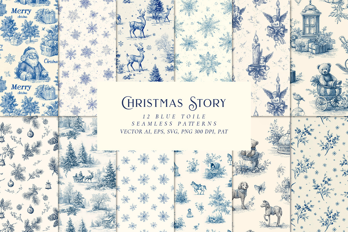 Vintage Christmas Pattern Collection, a Pattern Graphic by Olya Creative (Photo 1 of 21)