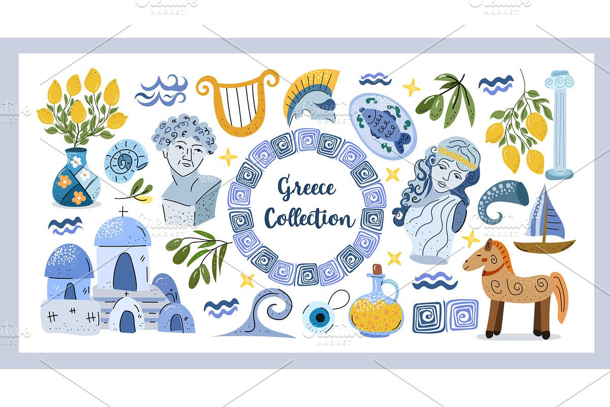 Greece Collection Hand drawn, an Illustration by Lucia Fox