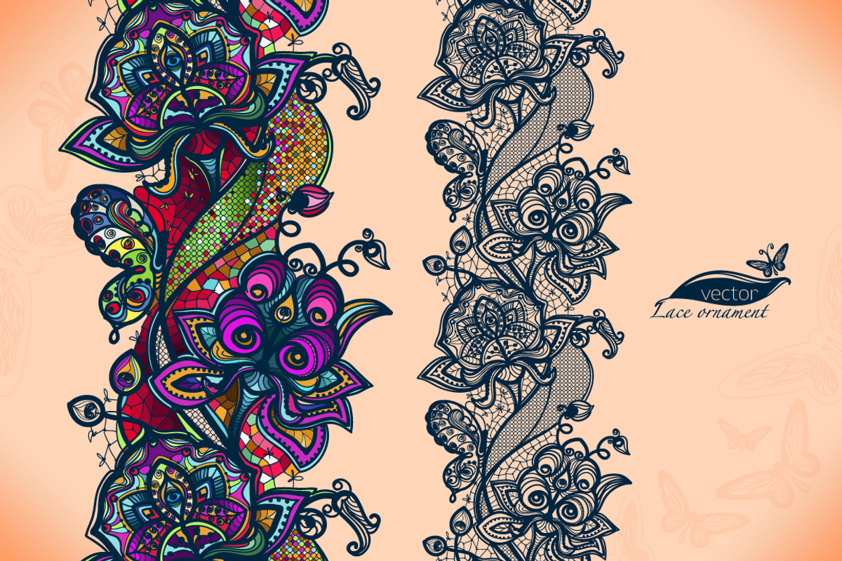 Seamless lace pattern with flowers, a Pattern Graphic by Vikpit (Photo 1 of 3)