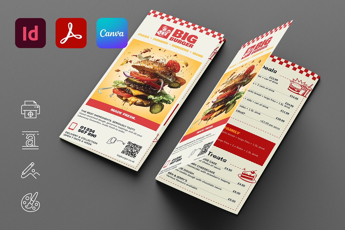 Editable Burger Menu Template, a Flyer Template by Kida (Photo 1 of 3)
