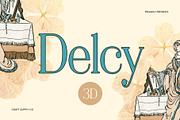 Delcy 3D, a Serif Font by Craft Supply Co. (Thumbnail 1 of 8)