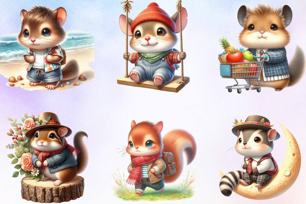 Watercolor Cute Chipmunk Clipart, an Animal Illustration by Craft Nest (Photo 2 of 3)