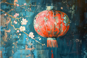 Traditional chinese lantern and, a Texture Illustration by Ylivdesign
