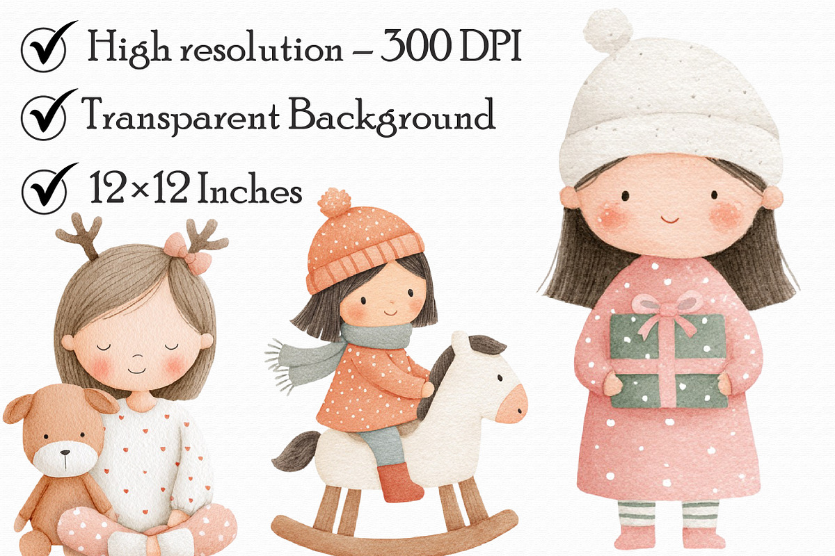 Cute Christmas and Little Girl Clipa, an Illustration by Libby Wishes (Photo 7 of 7)